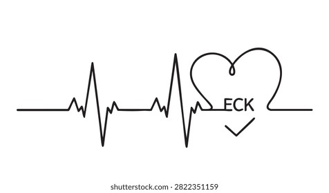 whiskers pulse heart icon with electrocardiogram line and check mark