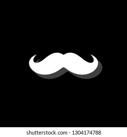 Whiskers. White flat simple icon with shadow