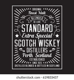 Whiskey antique frame, black board, tee shirt graphics, vectors, vintage, typography
