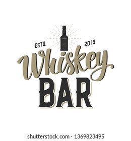 Whiskey Bar vintage label. Vector illustration.