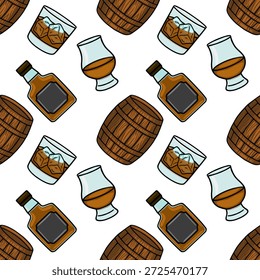 Whisky(e)y-Fass und nahtlose Vektorgrafik aus Glas