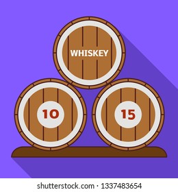 Whiskey barrel icon. Flat illustration of whiskey barrel vector icon for web design