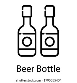 whiskey, beer line icon isolated on white background
