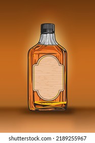 Whiskey bottle concept. Realistic vector illustration