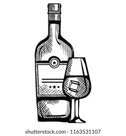 whiskey bottle with cup