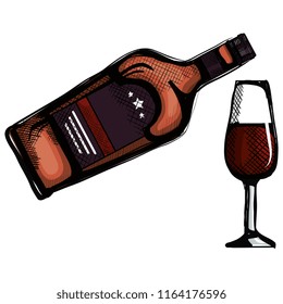 whiskey bottle with cup
