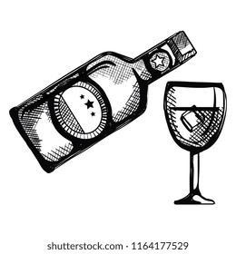 whiskey bottle with cup