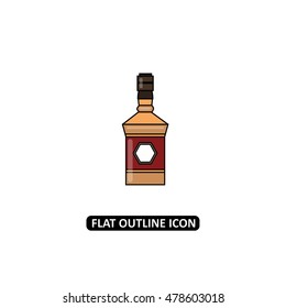 Whiskey bottle flat line icon.