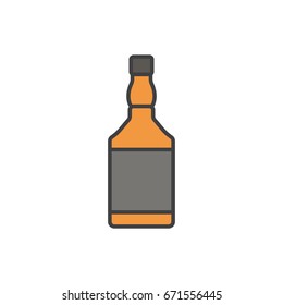 Whiskey bottle flat line icon.
