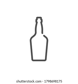Whiskey bottle in flat style on white background. Simple template design. Beverage icon design. Isolated illustration outline object. One line symbol of an alcoholic drink. Single shape drink product
