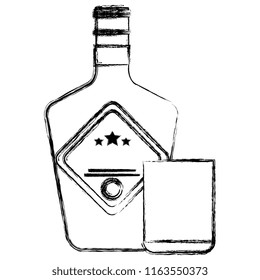 whiskey bottle with glass