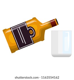 whiskey bottle with glass