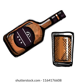 whiskey bottle with glass