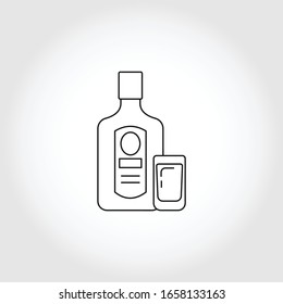 whiskey bottle with glass line icon