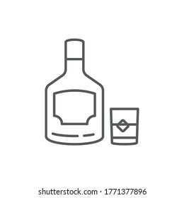 Whiskey bottle and glass vector icon symbol alcohol isolated on white background