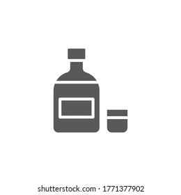 Whiskey bottle and glass vector icon symbol alcohol isolated on white background