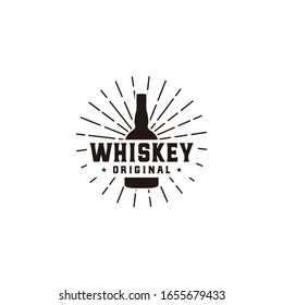 Whiskey bottle good idea typography badge. Whiskey themed  for your cafe or pub / print for t-shirt. Logo design vector.