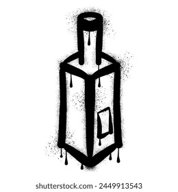 Whiskey bottle graffiti drawn with black spray paint