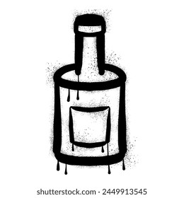 Whiskey bottle graffiti drawn with black spray paint