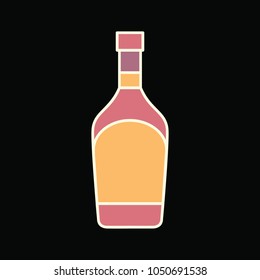 Whiskey bottle icon. Cartoon Whiskey bottle vector icon for web design isolated on black background