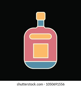 Whiskey bottle icon. Cartoon Whiskey bottle vector icon for web design isolated on black background