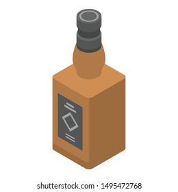 Whiskey bottle icon. Isometric of whiskey bottle vector icon for web design isolated on white background