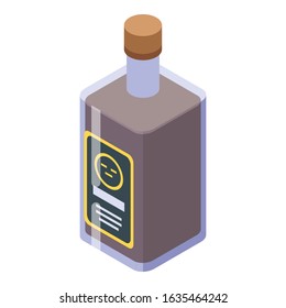 Whiskey bottle icon. Isometric of whiskey bottle vector icon for web design isolated on white background