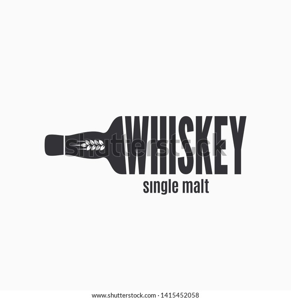 ウイスキーのボトルのロゴ 白い背景にウィスキーの文字のサイン のベクター画像素材 ロイヤリティフリー