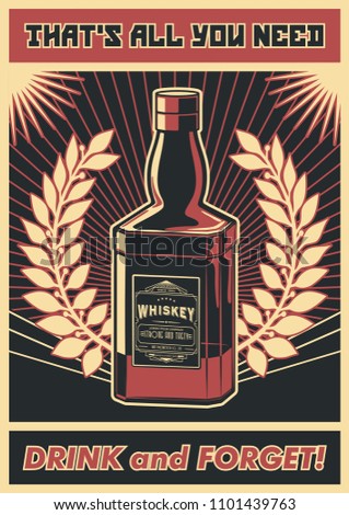 Whiskey Bottle Poster. Obey Stylization