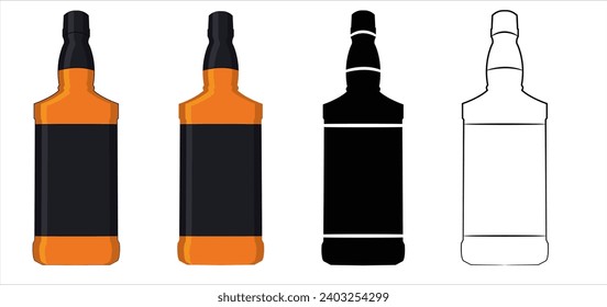 Whiskey bottle set isolate on white background  