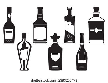 Whiskey Bottle Vector For Print, Whiskey Bottle Clipart, Whiskey Bottle vector Illustration