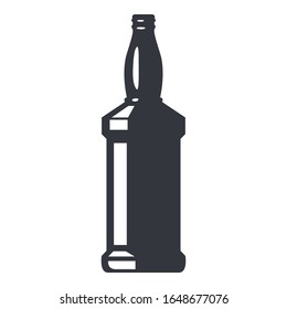 Whiskey Bottle. Vector Silhouette Icon of Glass Package.