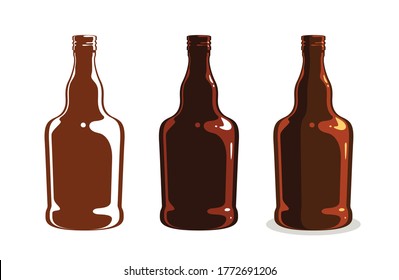 Whiskey bottle vector simple illustration, bourbon cognac alcohol.