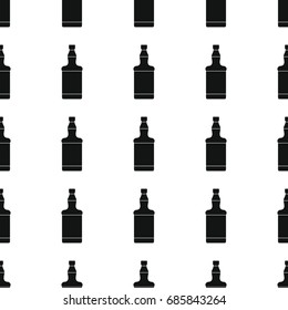 Whiskey bottles seamless pattern vector illustration background. Black silhouette alcohol stylish texture.  
