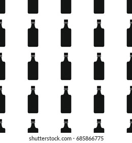 Whiskey bottles seamless pattern vector illustration background. Black silhouette alcohol stylish texture. Repeating Bottles seamless pattern background for alcohol design