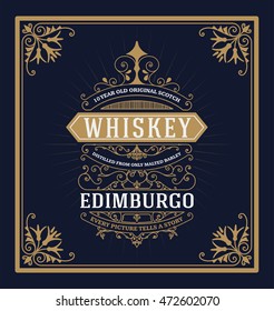 Tarjeta Whiskey con marco antiguo