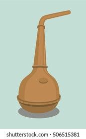 Whiskey Distillation Copper Pot Still Vector Illustration