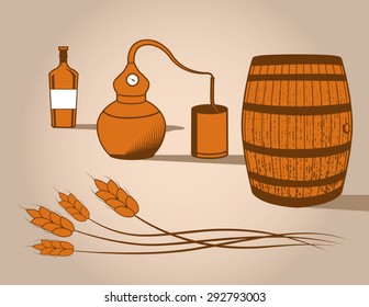 Whiskey Distilling Vector Elements