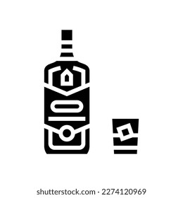whiskey drink bottle glyph icon vector. whiskey drink bottle sign. isolated symbol illustration