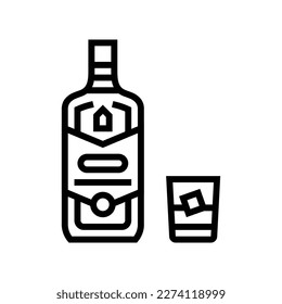 whiskey drink bottle line icon vector. whiskey drink bottle sign. isolated contour symbol black illustration