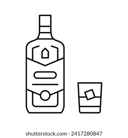 whiskey drink bottle line icon vector. whiskey drink bottle sign. isolated contour symbol black illustration