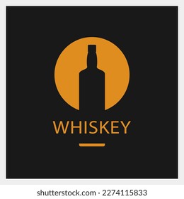 Whiskey. Drink Logo. Bottle Icon Template. Vector Illustration