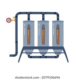 Whiskey Drink Malting in Metal Reservoir with Pipe Vector Illustration