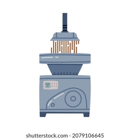 Whiskey Drink Process with Grain Grinding in Metal Reservoir Vector Illustration