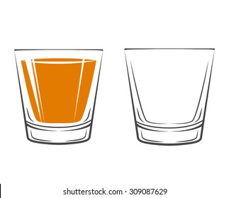 Whiskey, Drinking Glass, Alcohol. Isolated On White