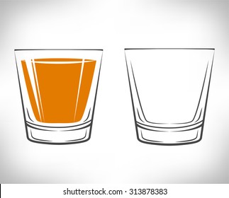 Whiskey, Drinking Glass, Alcohol. Isolated On White