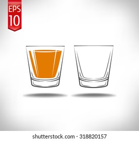 Whiskey, Drinking Glass, Alcohol. Isolated On White