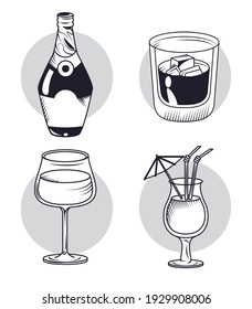 whiskey and drinks four icons