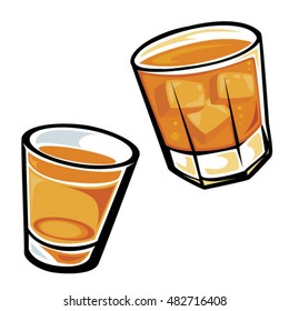 Whiskey Drinks - Tumbler and Shot Glass