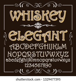 Whiskey Elegant - handcrafted vector font, vintage typeface